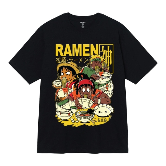 3Forty Other - Men's Black Anime Graphic Ramen T-Shirt